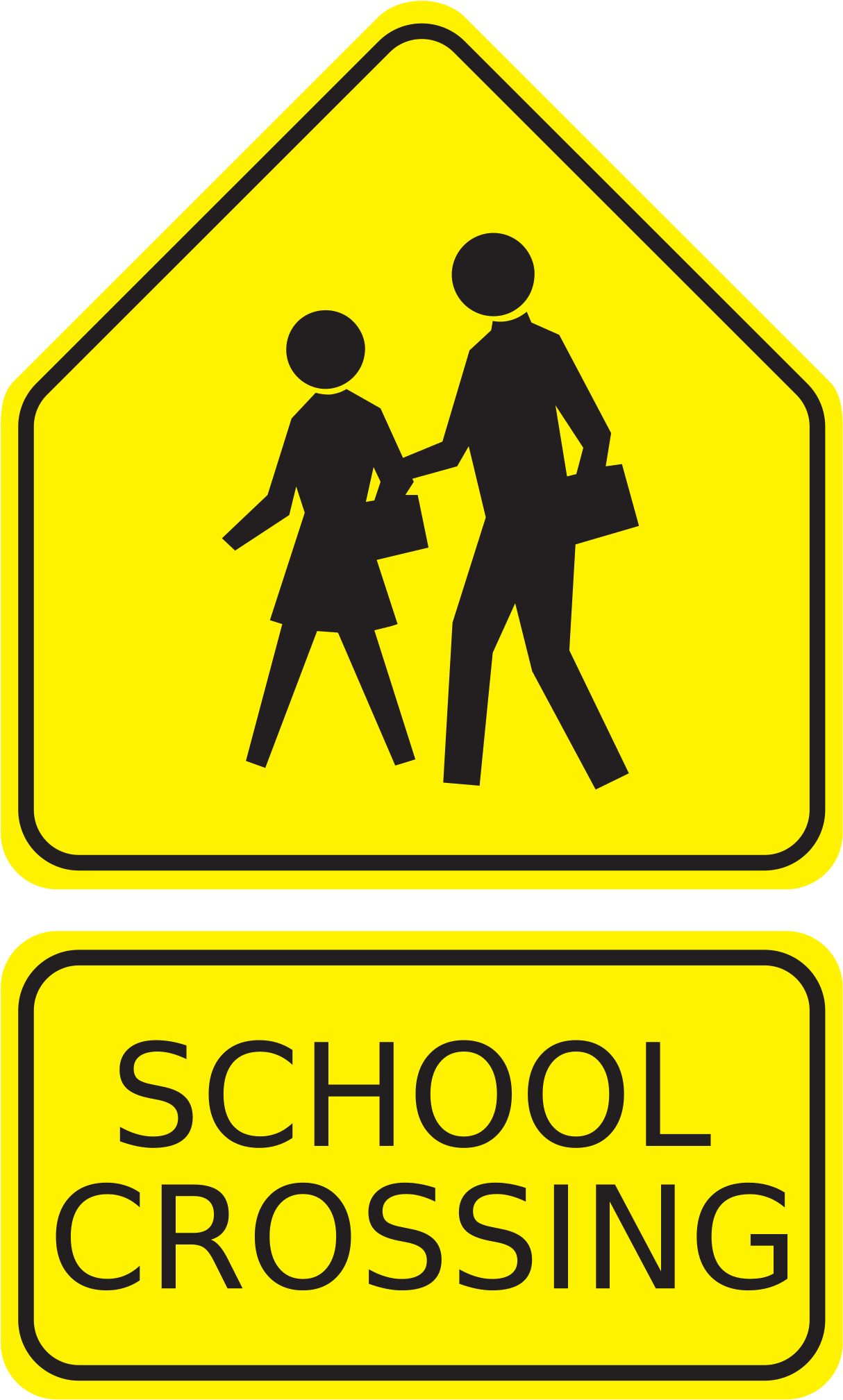 School Crossing Clip Art - School Crossing Sign (1855x2400)