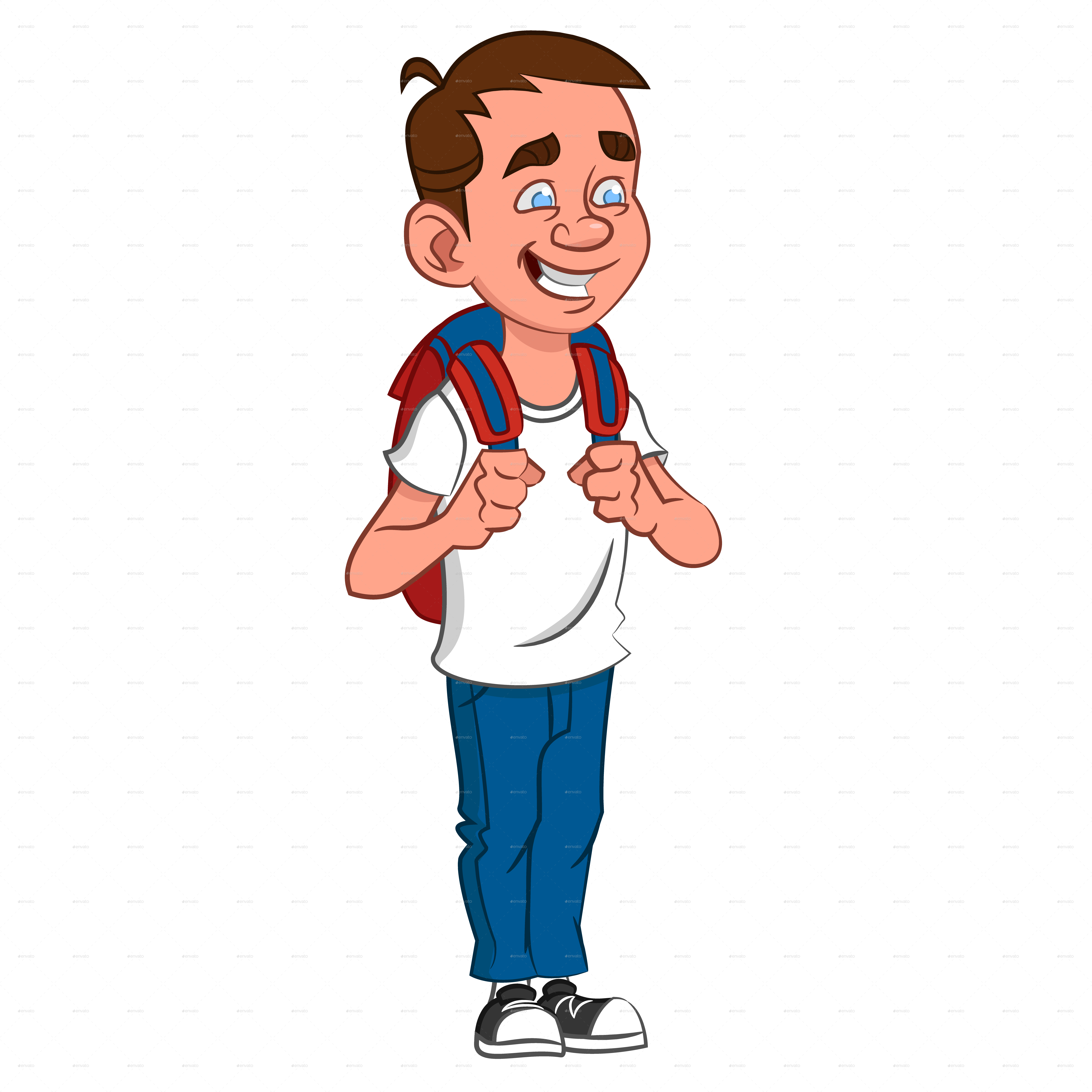 Cartoon School Boy - School Boy Vector Png (6000x6000)