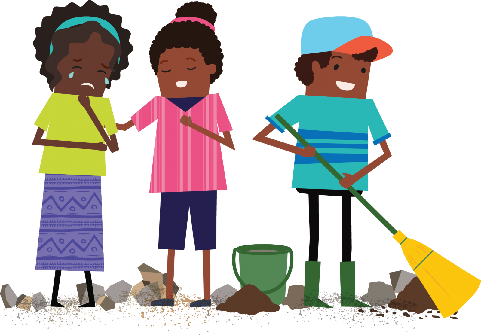 Students From Vcf Vanuatu Helped Clean Their School - Cartoon (1600x1115)