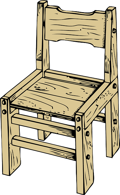 School, Small, Outline, Wooden, Table, Drawing - Wooden Chair Clipart (395x640)