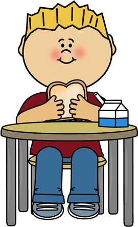 Kid Eating A Sandwich - Eat At Table Clipart (269x450)