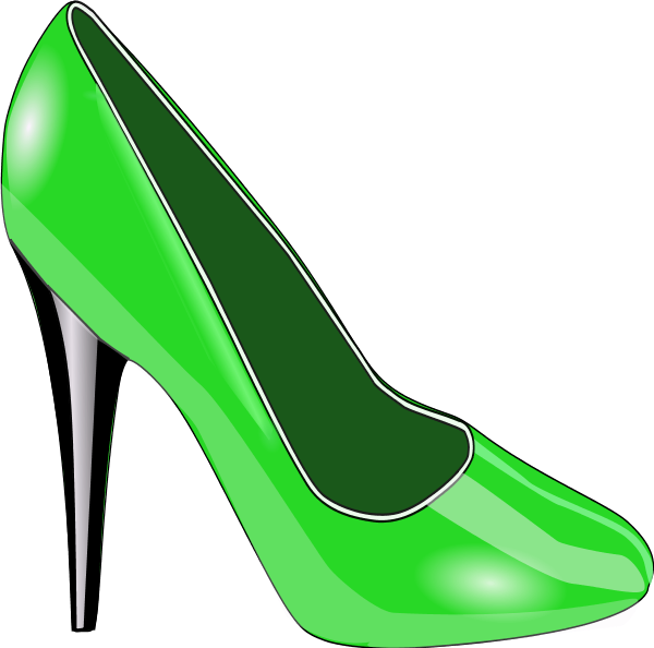 Funky High Heel Clipart - Green High Heels Clipart (600x594)