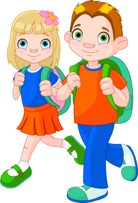 Imágenes De Niños Y Niñas En La Escuela - Boy And Girl Going To School Clipart (476x699)