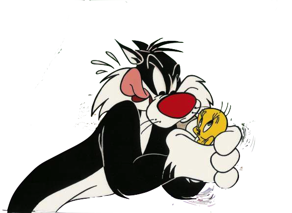 There Are Two Types Of Subject Compliments - Sylvester And Tweety Angry (595x433)