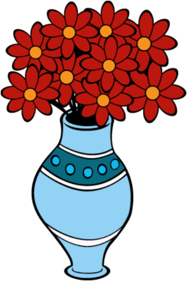 Blue Vase With Red Flowers - Cartoon Vase Of Flowers (420x613)