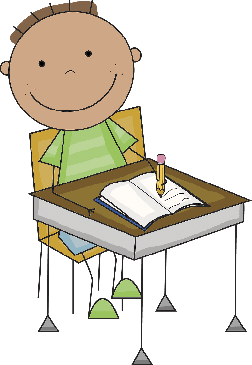 No Frame - Student At Desk Clip Art (512x740)