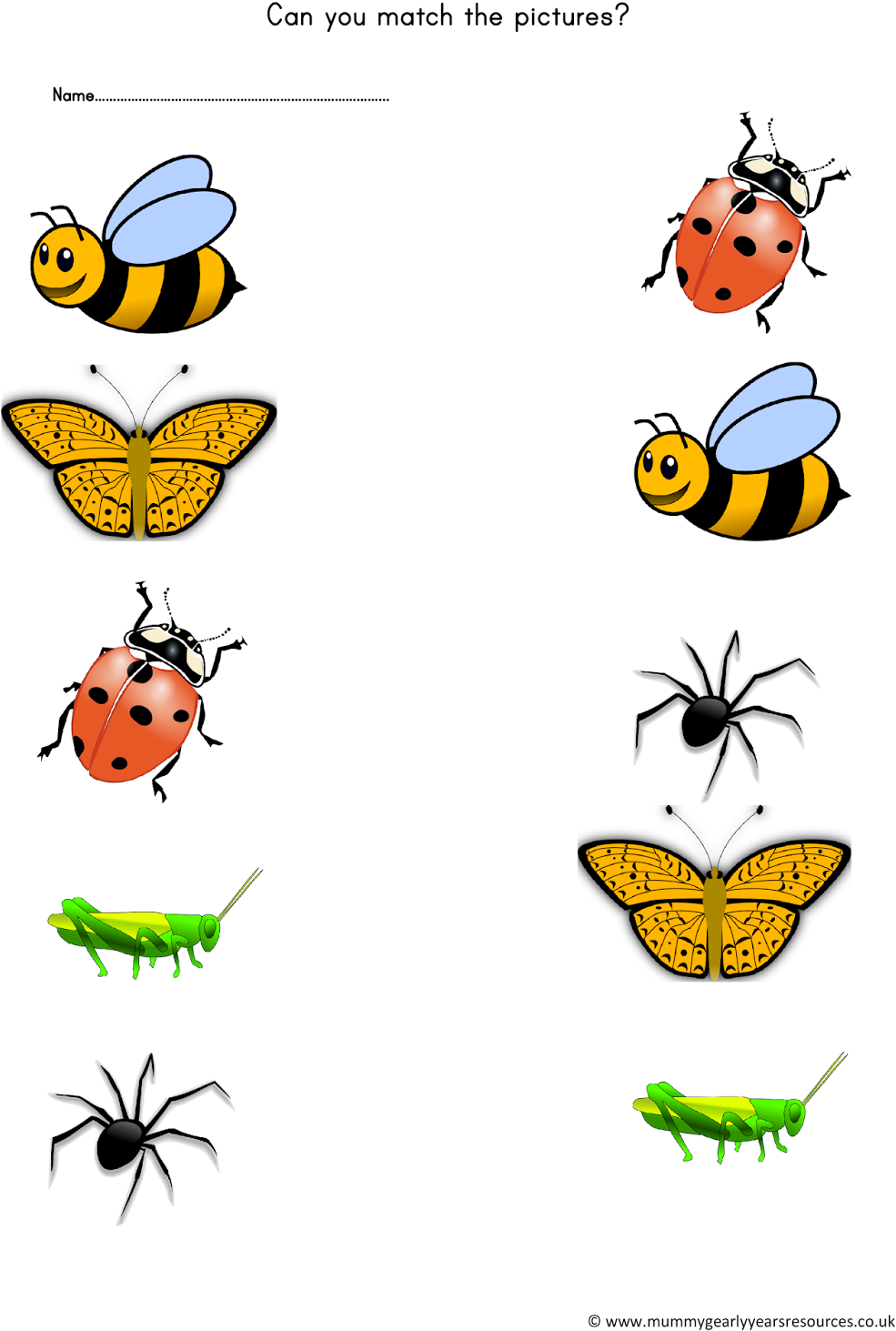 Mini Beasts Matching Pictures Worksheet - Mini Beasts Activities (1131x1600)