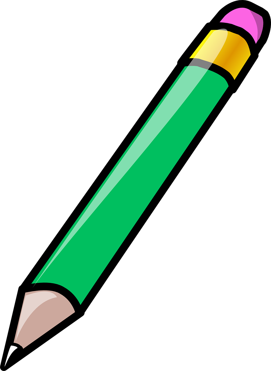 Pencil Green Clip Art At Clipart Library - Cartoon Picture Of Pencil (933x1280)