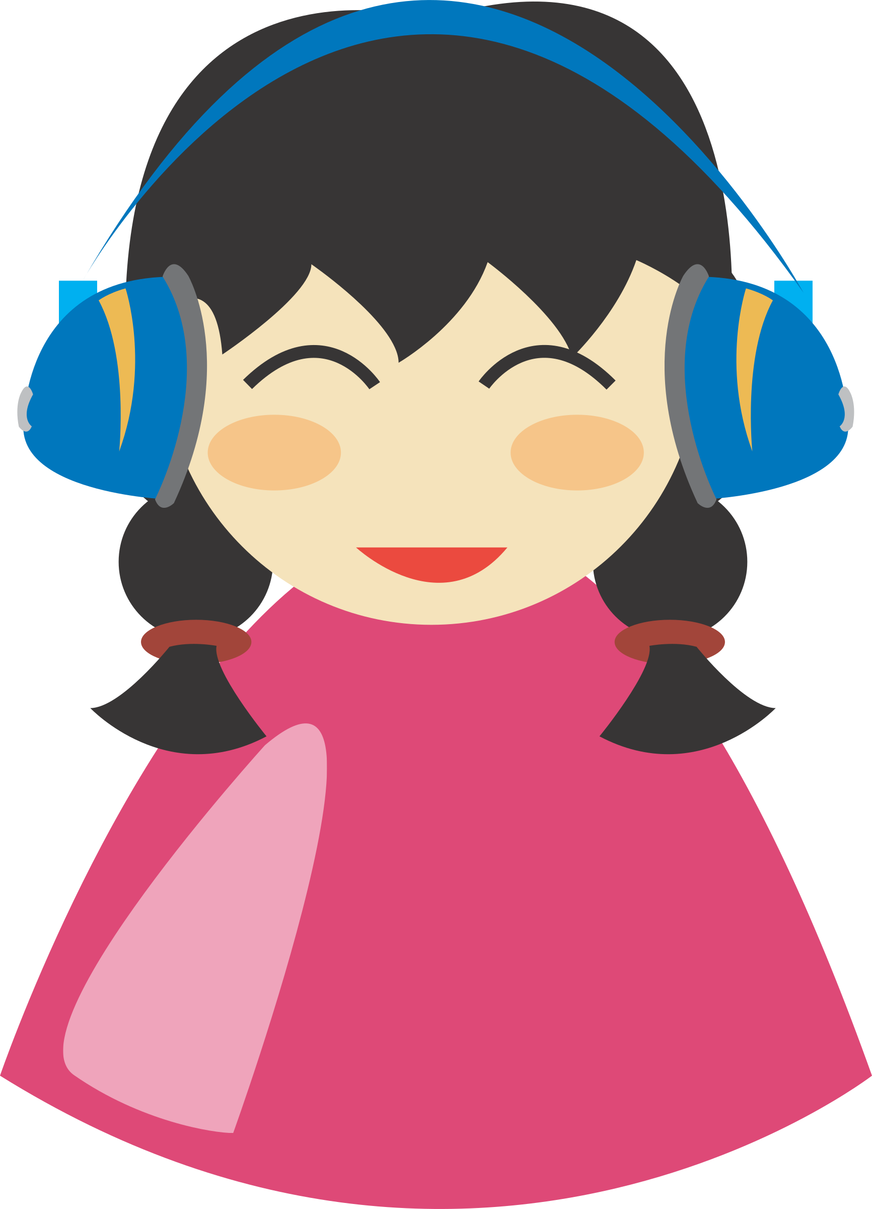 Girl With Headphone Clip Art At Clipart Library - Girl With Headphones Clipart (1732x2400)