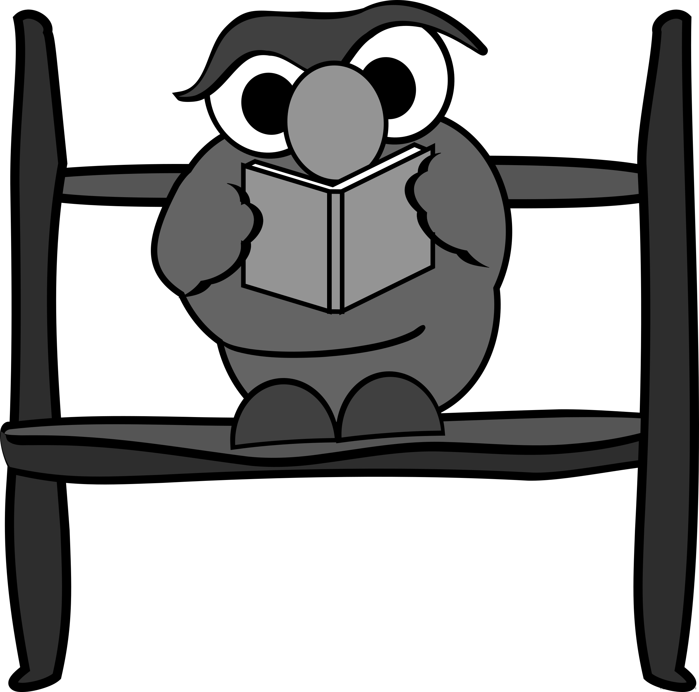 Owl Reading Animal Free Black White Clipart Images - Owl (2400x2376)
