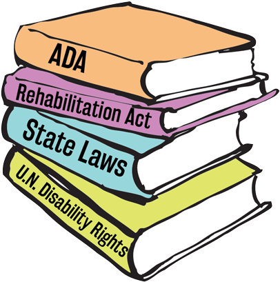 Stack Of Books Including The Ada, Rehabilitation Act, - Paper (500x461)