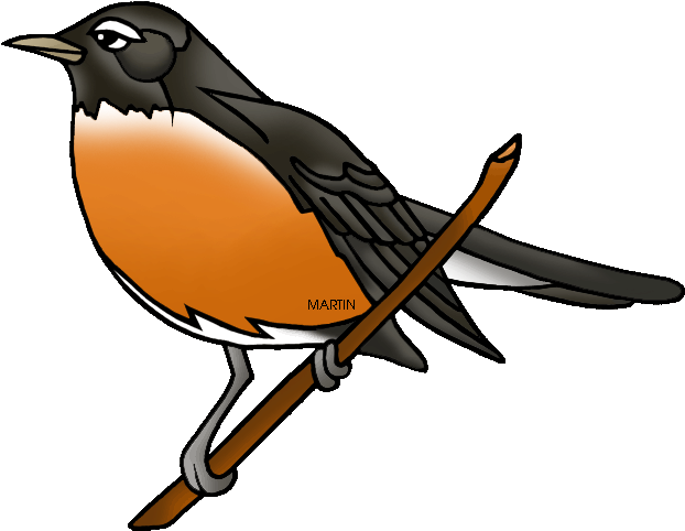United States Clip Art By Phillip Martin State Bird - Robin Clip Art (648x511)