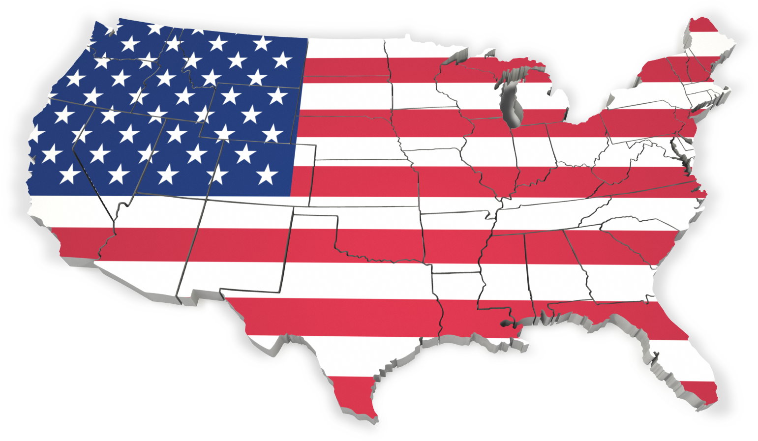 Illinois Blank Map Flag Of The United States Clip Art - Uk Us And France (1600x900)