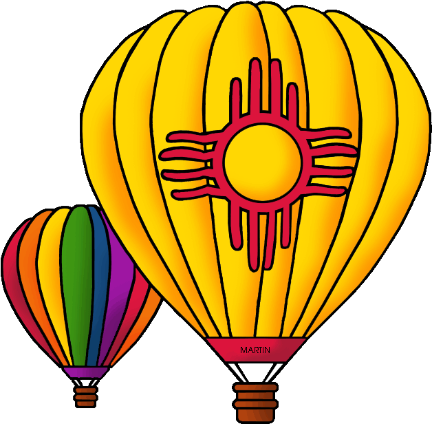 United States Clip Art By Phillip Martin, New Mexico - Hot Air Balloons Of New Mexico (648x646)