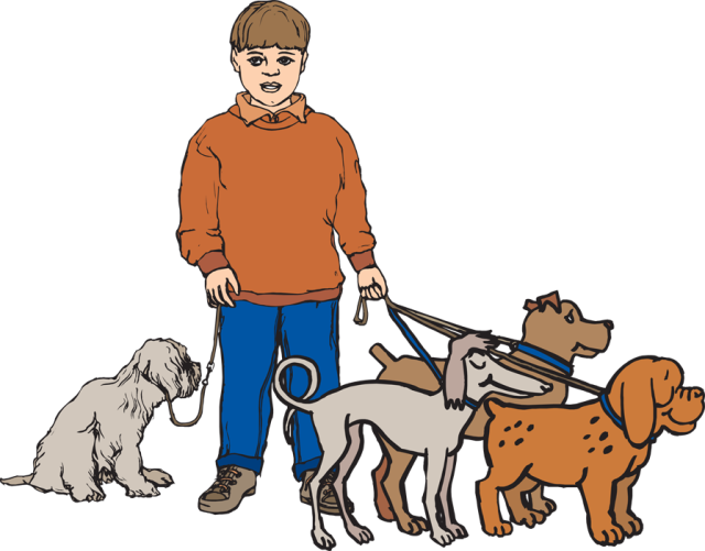 Walk The Dog Clip Art - Dog Walker Clipart (640x501)