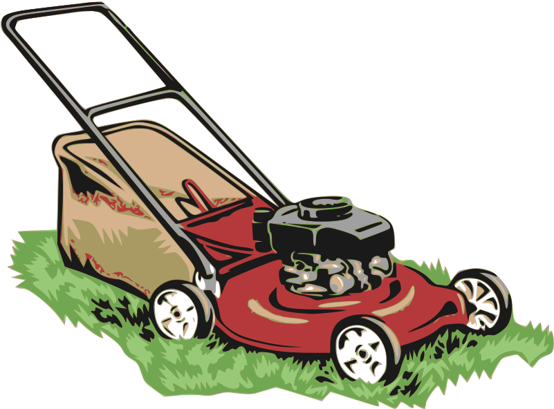 Clipart - Red Lawnmower - Lawn Mower Clipart (800x800)