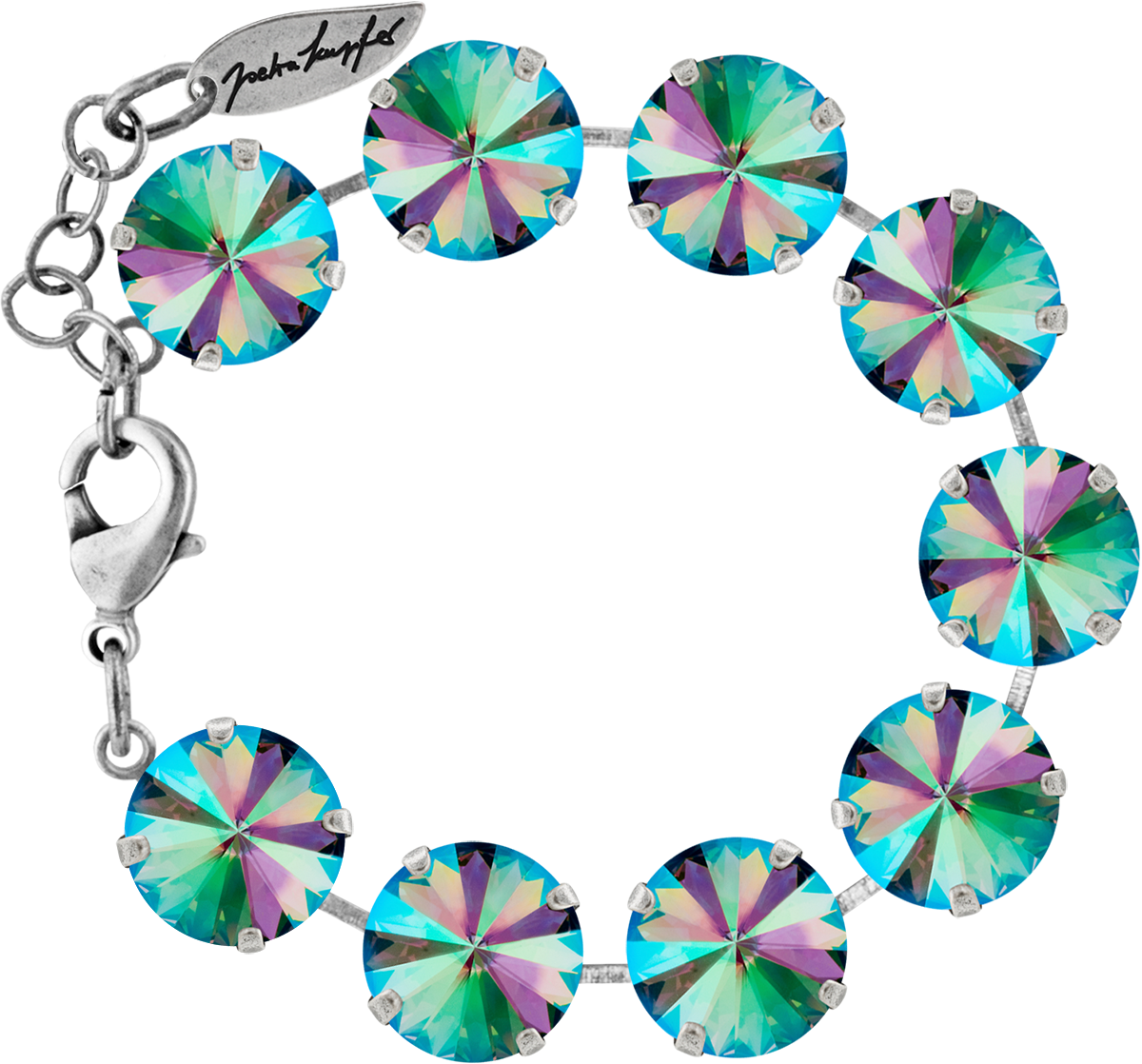 Bracelet With 14mm Swarovski Rivoli Crystal, Silver - Bracelet With 14mm Swarovski Rivoli Crystal, Silver (1200x1118)