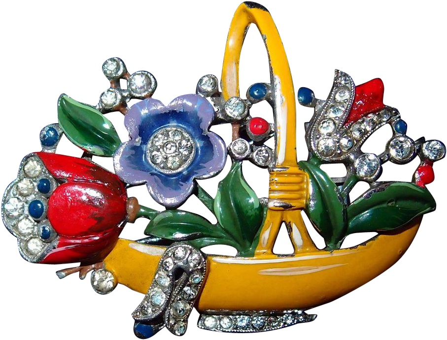 Flower Basket Clip 1940 Trifari By Alfred Philippe - Flower Basket Clip 1940 Trifari By Alfred Philippe (906x906)