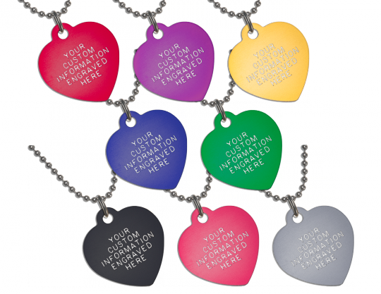 Heart Shaped Aluminum Id Tag Necklace - Heart Shaped Aluminum Id Tag Necklace (540x417)