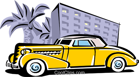 Vintage Automobile With Palm Trees Royalty Free Vector - Vintage Automobile With Palm Trees Royalty Free Vector (480x265)