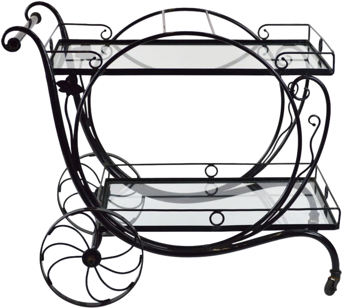 Salterini Wrought Iron & Steel Bar Cart @rubylanecom - Salterini Wrought Iron & Steel Bar Cart @rubylanecom (698x698)