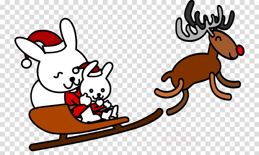 Christmas Rabbit Clip Art Clipart Santa Claus Reindeer - Christmas Rabbit Clip Art Clipart Santa Claus Reindeer (900x540)