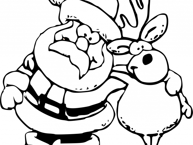 Santa Coloring Clip Art With Clipart And Reindeer Page - Santa Coloring Clip Art With Clipart And Reindeer Page (640x480)