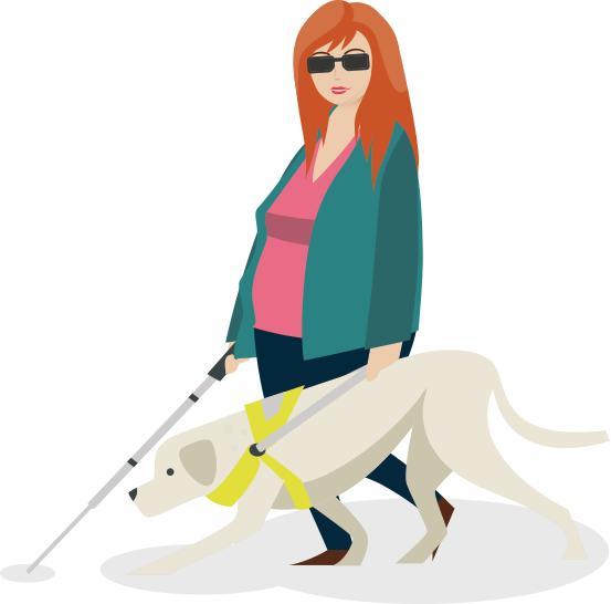 Woman And Guide Dog - Woman And Guide Dog (553x546)