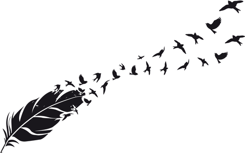 Wall Sticker, Feather With Birds - Wall Sticker, Feather With Birds (500x500)