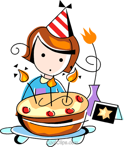 Girl And Her Birthday Cake Royalty Free Vector Clip - Girl And Her Birthday Cake Royalty Free Vector Clip (405x480)