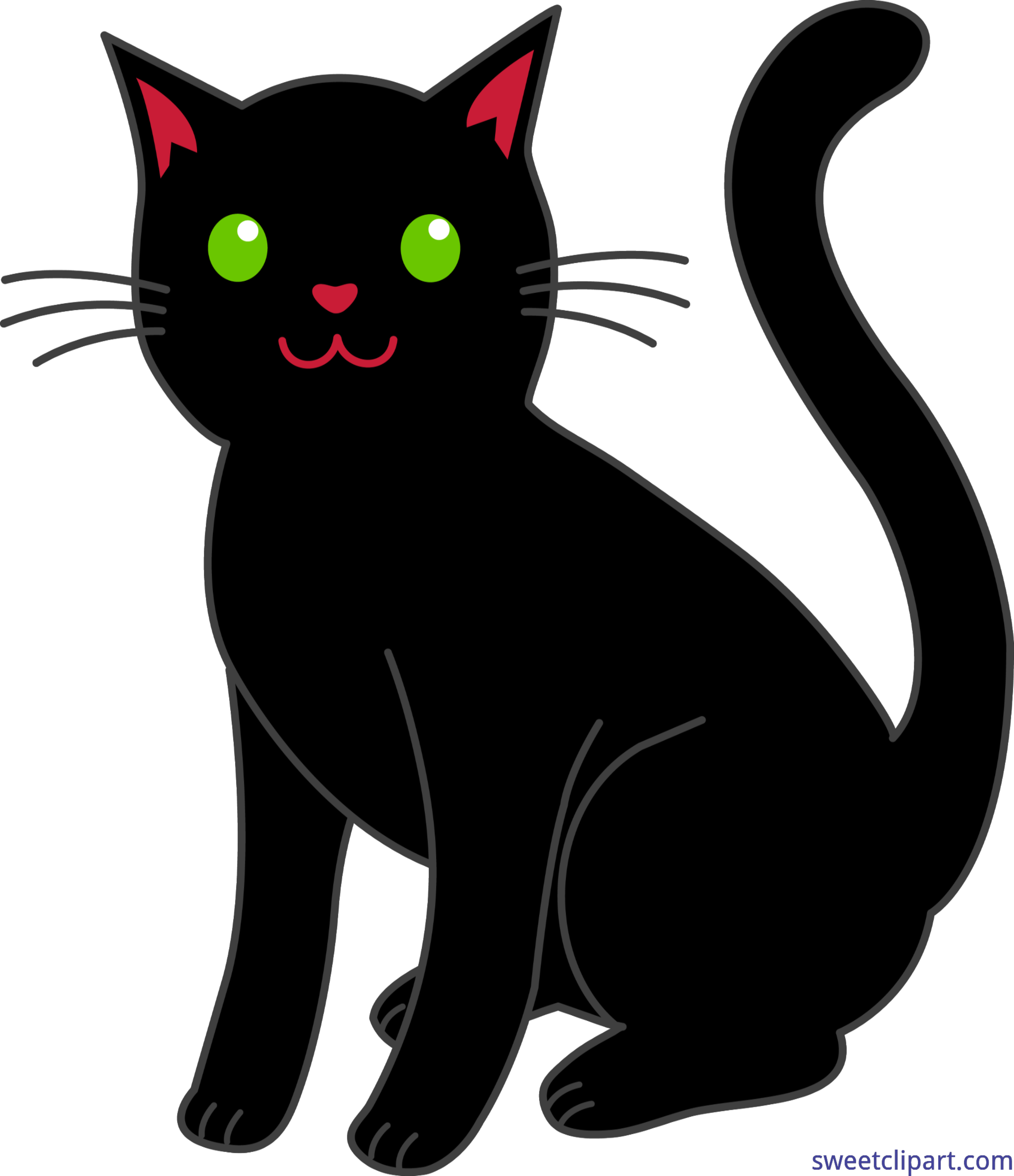 Black Cat Clip Art Sweet - Black Cat Clip Art Sweet (5476x6349)