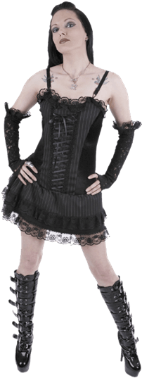 Short Pinstriped Gothic Dress - Short Pinstriped Gothic Dress (555x555)