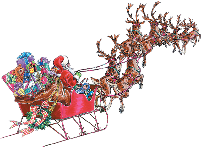 Clip Art Of Santa's Reindeer - Clip Art Of Santa's Reindeer (640x468)
