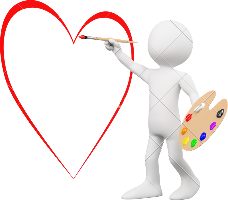 3d Lover Painting A Heart On A Wall - 3d Lover Painting A Heart On A Wall (800x701)