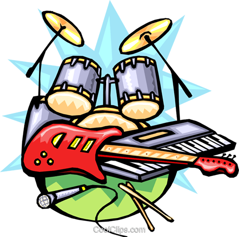 Rock N' Roll Musical Instruments Royalty Free Vector - Rock N' Roll Musical Instruments Royalty Free Vector (480x475)
