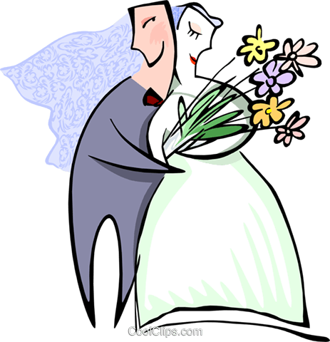 Bride And Groom Hugging Royalty Free Vector Clip Art - Bride And Groom Hugging Royalty Free Vector Clip Art (463x480)