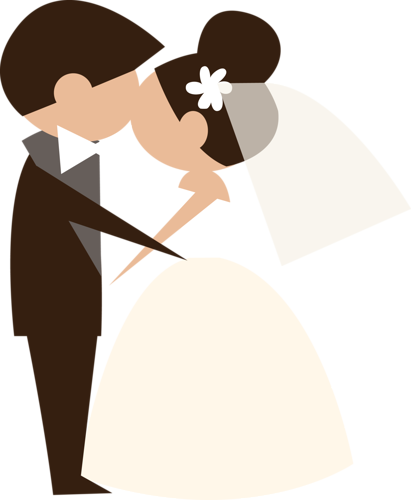 Bride And Groom Cartoon Clipart Wedding Invitation - Bride And Groom Cartoon Clipart Wedding Invitation (411x500)