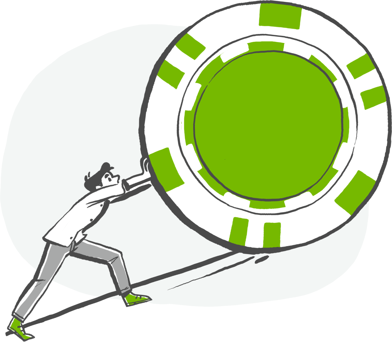 Cartoon Of A Person Pushing A Large Casino Chip Up - Cartoon Of A Person Pushing A Large Casino Chip Up (1280x1116)