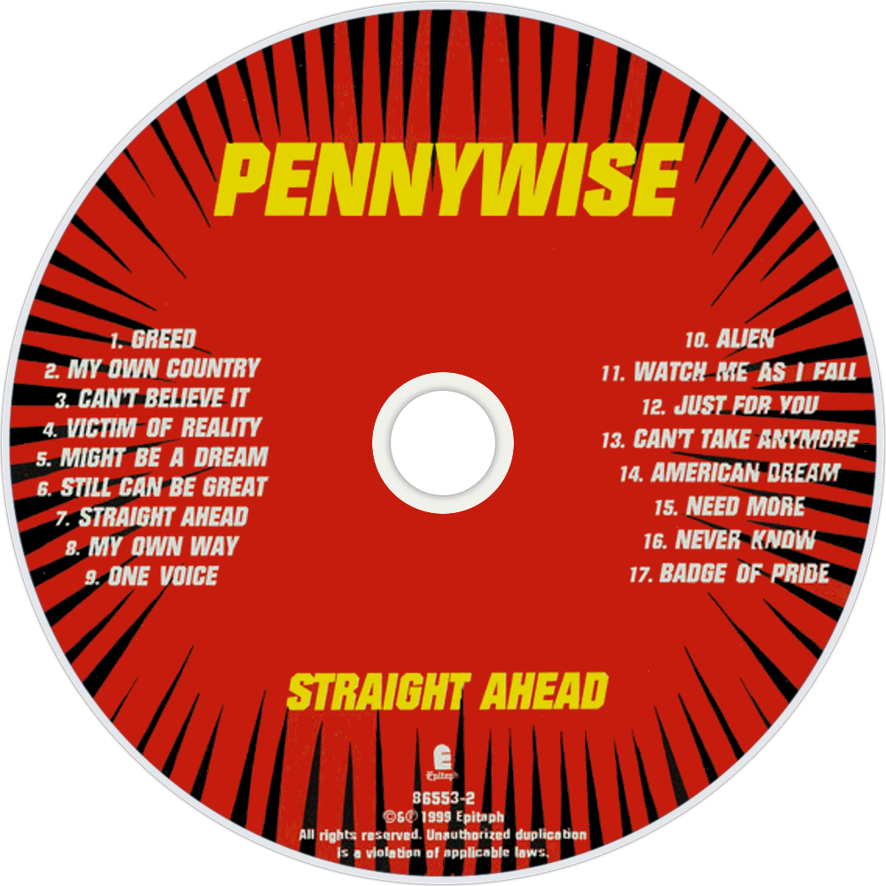 Pennywise Straight Ahead Cd Disc Image - Pennywise Straight Ahead Cd Disc Image (1000x1000)