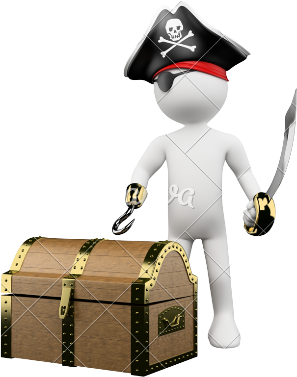 3d Pirate With Treasure - 3d Pirate With Treasure (640x800)