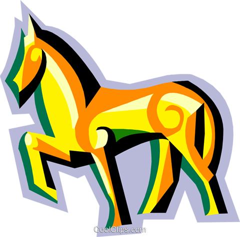 Stylized Horse Royalty Free Vector Clip Art Illustration - Stylized Horse Royalty Free Vector Clip Art Illustration (480x475)