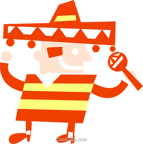 Man With Sombrero And Maracas Royalty Free Vector Clip - Man With Sombrero And Maracas Royalty Free Vector Clip (478x480)