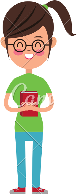 Young Female Student Vector Illustration Icon - Young Female Student Vector Illustration Icon (800x800)