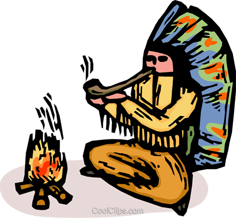 Indian Chief Smoking A Pipe Royalty Free Vector Clip - Indian Chief Smoking A Pipe Royalty Free Vector Clip (480x445)