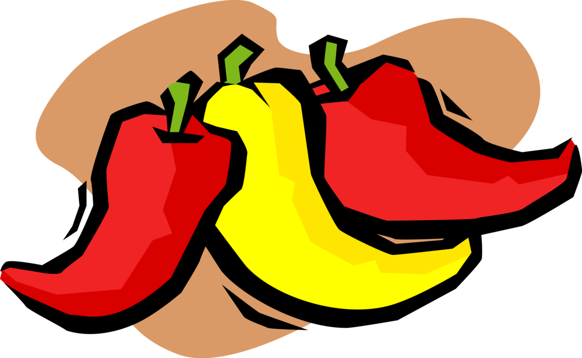 Vector Illustration Of Red And Yellow Hot Chili Peppers - Vector Illustration Of Red And Yellow Hot Chili Peppers (1139x700)
