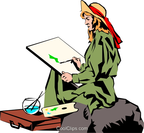 Woman Painting Royalty Free Vector Clip Art Illustration - Woman Painting Royalty Free Vector Clip Art Illustration (480x442)