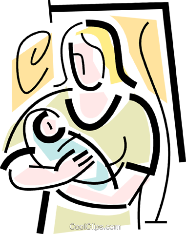 Mother With A Newborn Baby Royalty Free Vector Clip - Mother With A Newborn Baby Royalty Free Vector Clip (381x480)