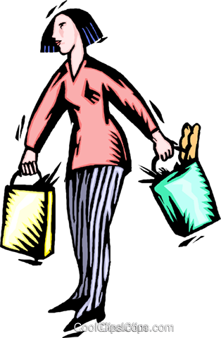 Woman With Groceries Royalty Free Vector Clip Art Illustration - Woman With Groceries Royalty Free Vector Clip Art Illustration (314x480)
