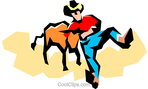 Rodeo Cowboy With A Steer Royalty Free Vector Clip - Rodeo Cowboy With A Steer Royalty Free Vector Clip (480x290)