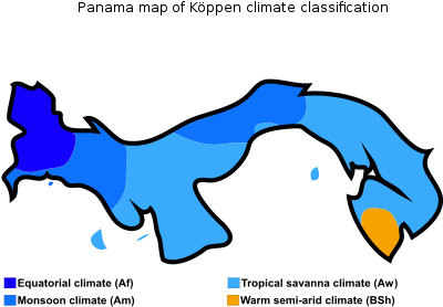 Panama Map Of Köppen Climate Classification - Panama Map Of Köppen Climate Classification (440x302)